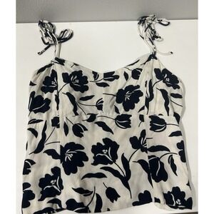 Old Navy women's Cami Tank Navy Floral Print Spaghetti Strap Sz M Smocked Y2K